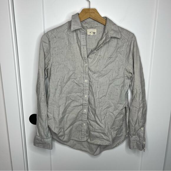 Aritzia Wilfred Free Grey Speckled Print Button Down Blouse Size XS - Picture 1 of 6